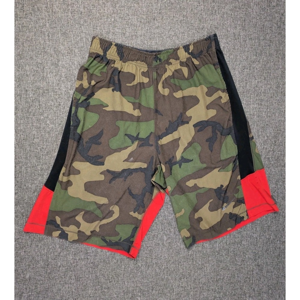 Nike Shorts Mens Medium Green Camo Sweat Elastic Waist Gym Lounge Athleusure